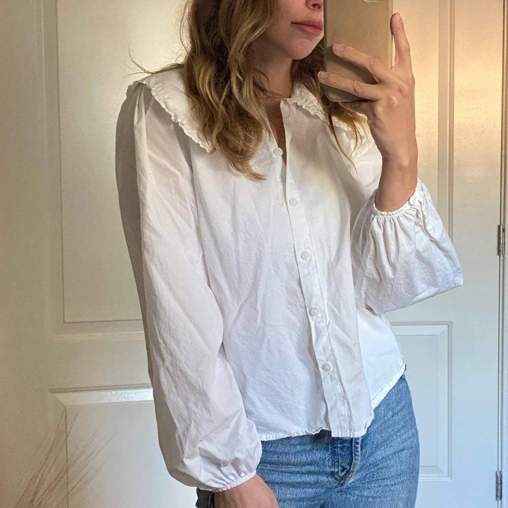 A New Day Edwardian collared blouse in white